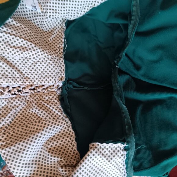 Vintage 1970's Sz 9 Green Peasant Boho German Barmaid Dress Lace-Up Bodice - Picture 8 of 13